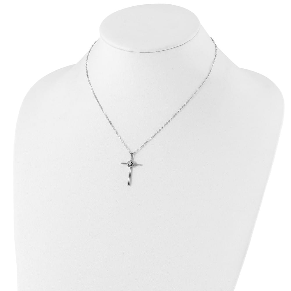 Sterling Silver Diamond Eternal Life Cross 16 inch Necklace