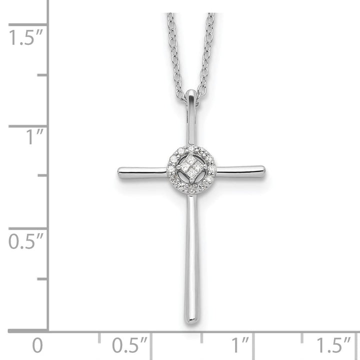 Sterling Silver Diamond Eternal Life Cross 16 inch Necklace