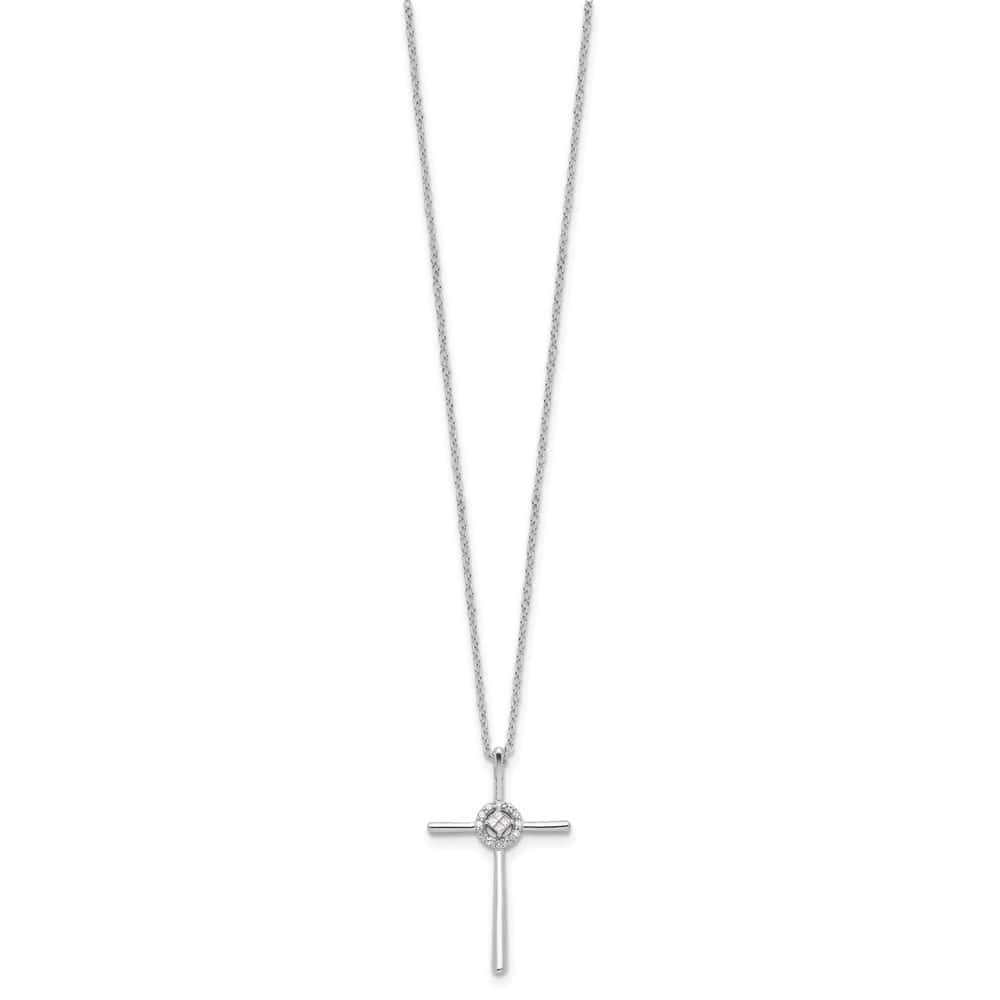 Sterling Silver Diamond Eternal Life Cross 16 inch Necklace