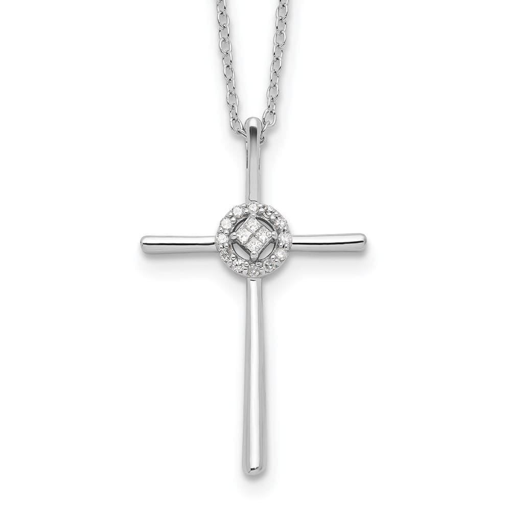 Sterling Silver Diamond Eternal Life Cross 16 inch Necklace