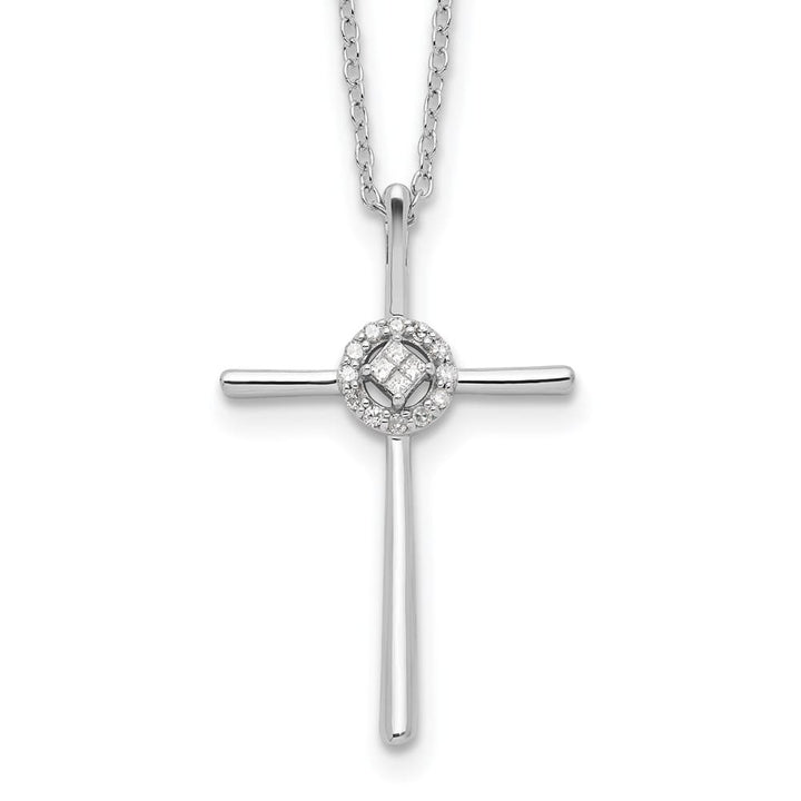 Sterling Silver Diamond Eternal Life Cross 16 inch Necklace