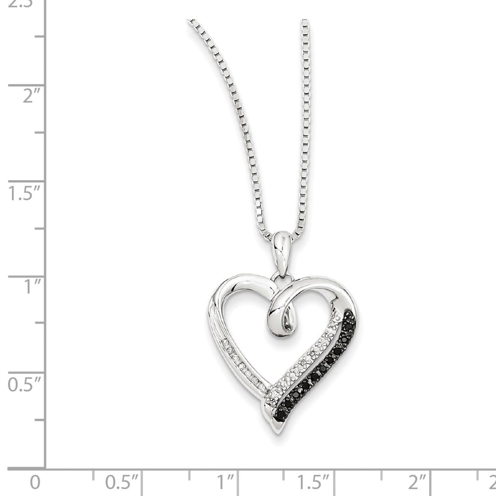 Sterling Silver Diamond Heart 10 Stone Box Chain 18 inch Necklace