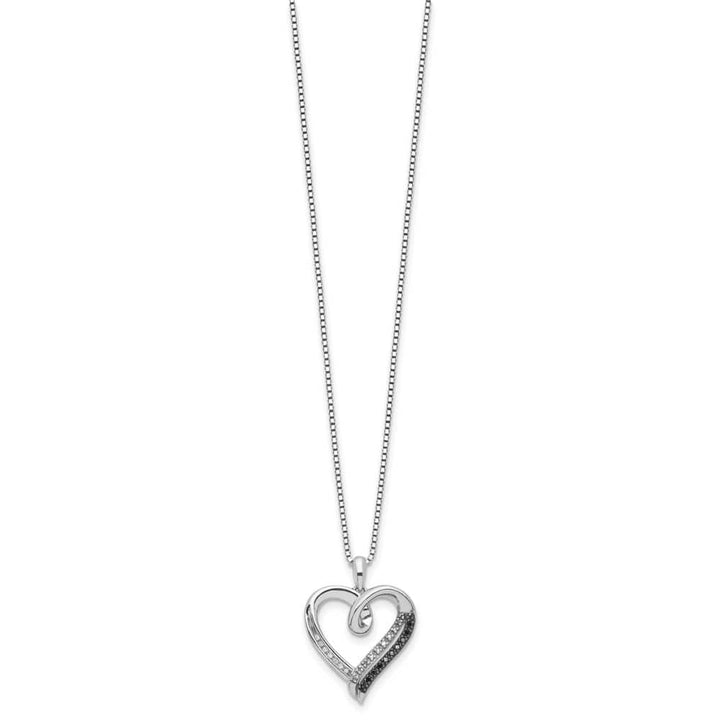 Sterling Silver Diamond Heart 10 Stone Box Chain 18 inch Necklace