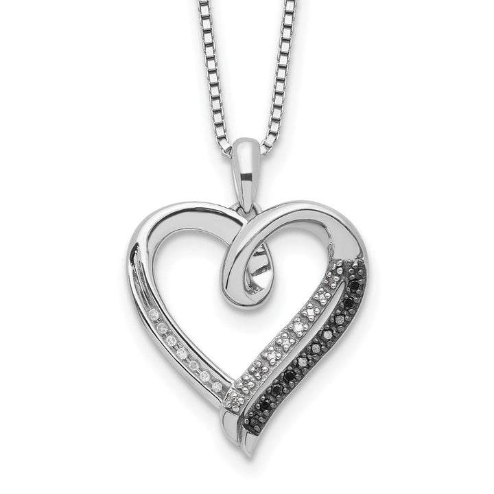 Sterling Silver Diamond Heart 10 Stone Box Chain 18 inch Necklace