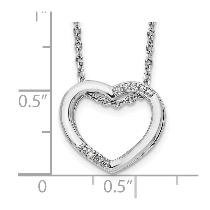 Sterling Silver Diamond Heart 2 Stone Cable Chain 20 inch Necklace