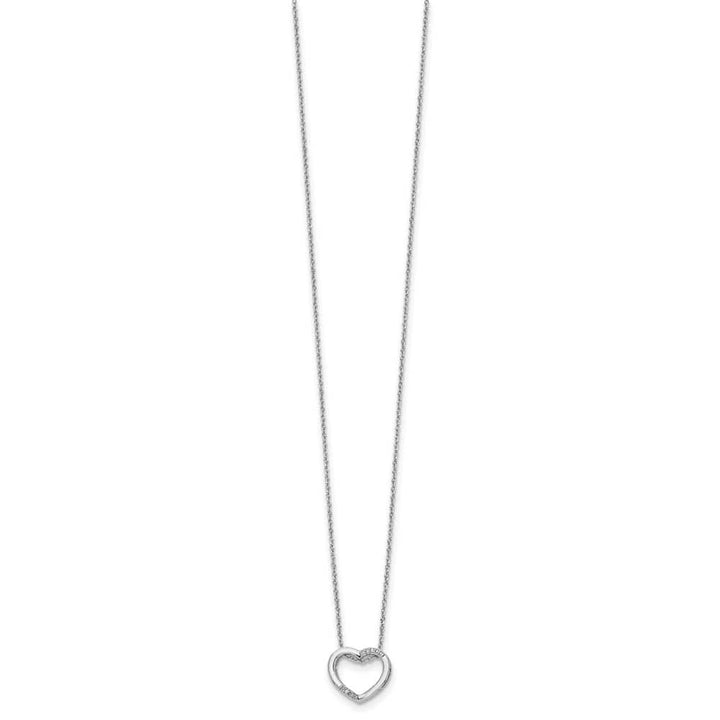 Sterling Silver Diamond Heart 2 Stone Cable Chain 20 inch Necklace