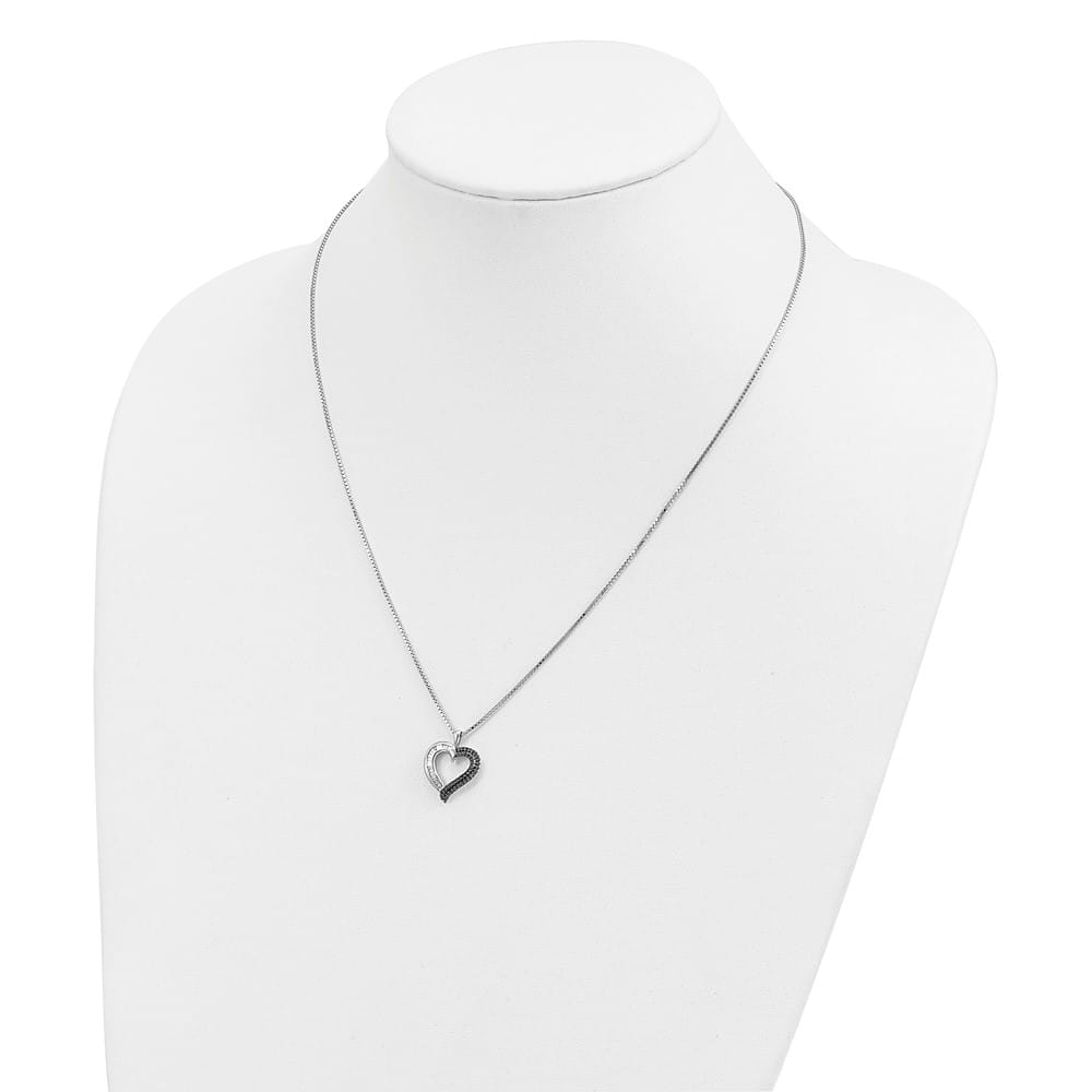Sterling Silver Diamond Heart 39 Stone Box Chain 18 inch Necklace