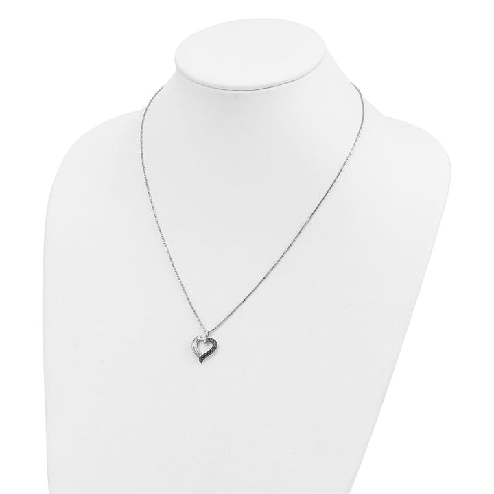 Sterling Silver Diamond Heart 39 Stone Box Chain 18 inch Necklace