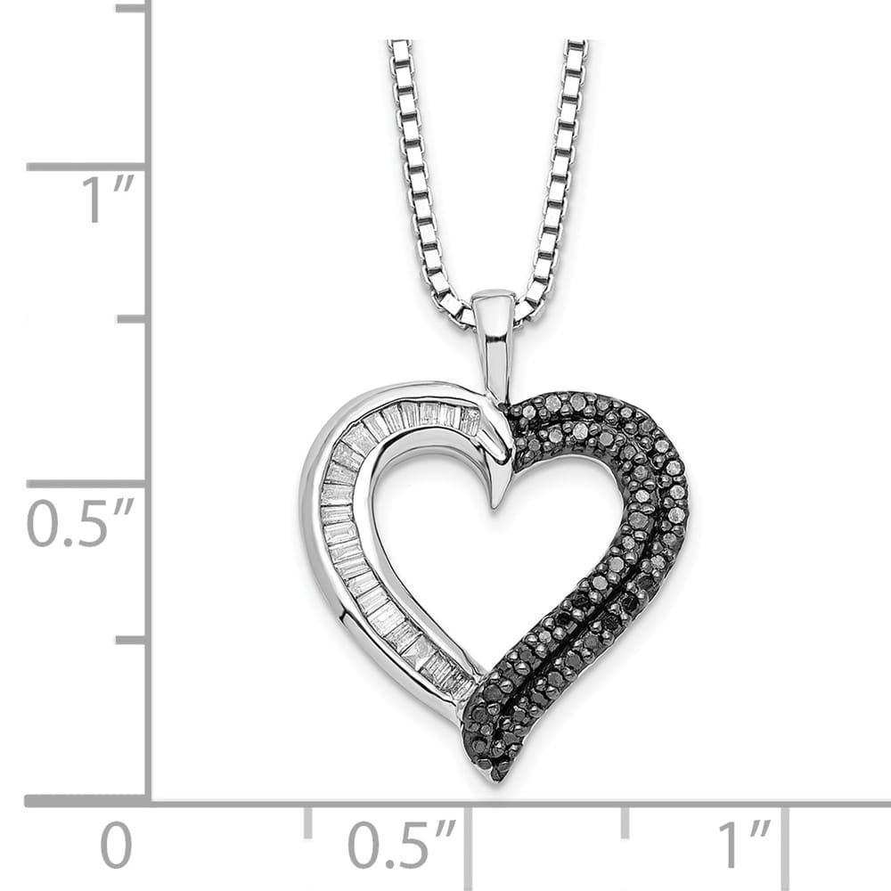 Sterling Silver Diamond Heart 39 Stone Box Chain 18 inch Necklace