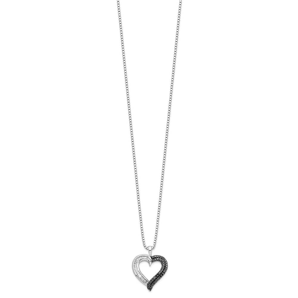 Sterling Silver Diamond Heart 39 Stone Box Chain 18 inch Necklace