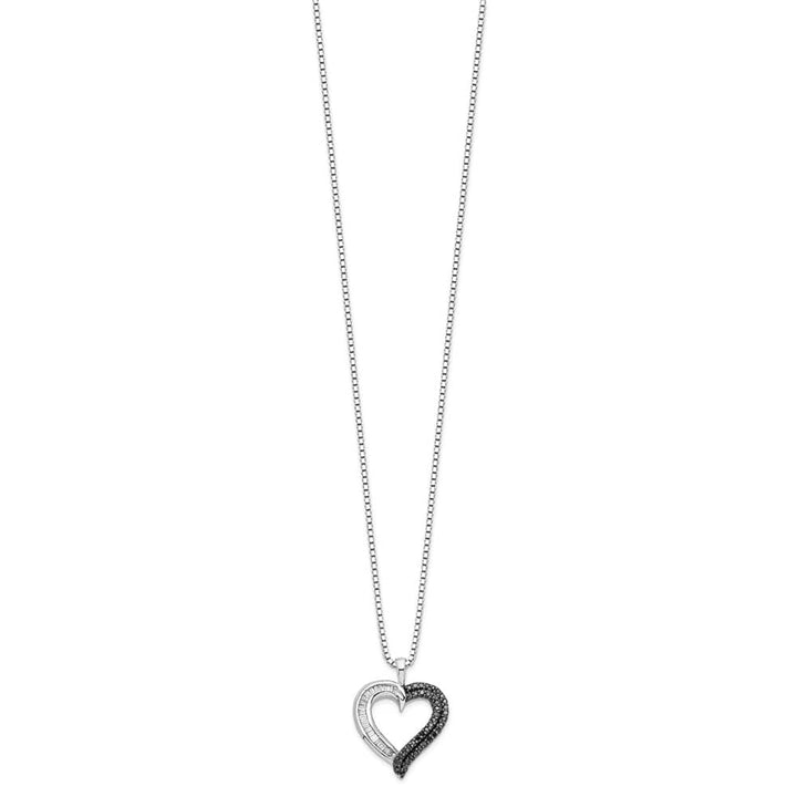 Sterling Silver Diamond Heart 39 Stone Box Chain 18 inch Necklace