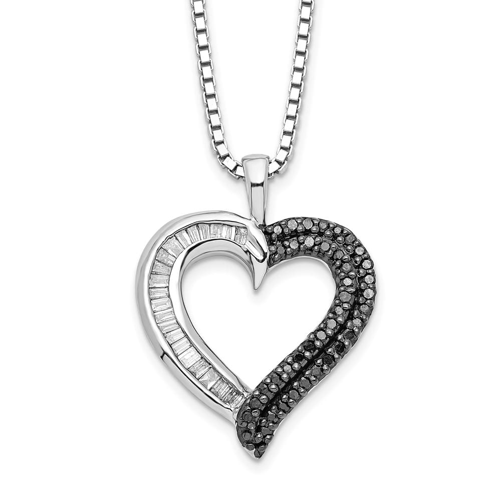 Sterling Silver Diamond Heart 39 Stone Box Chain 18 inch Necklace