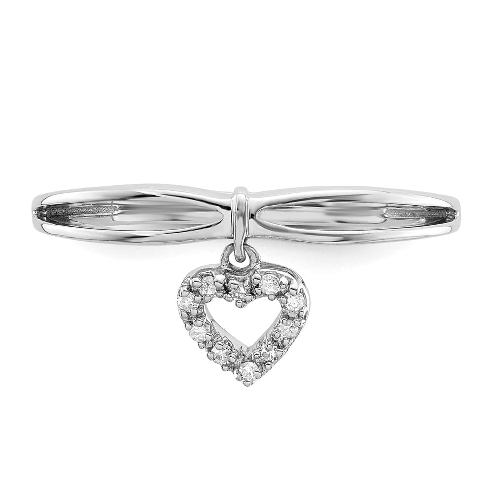 Sterling Silver Diamond Heart Dangle Ring