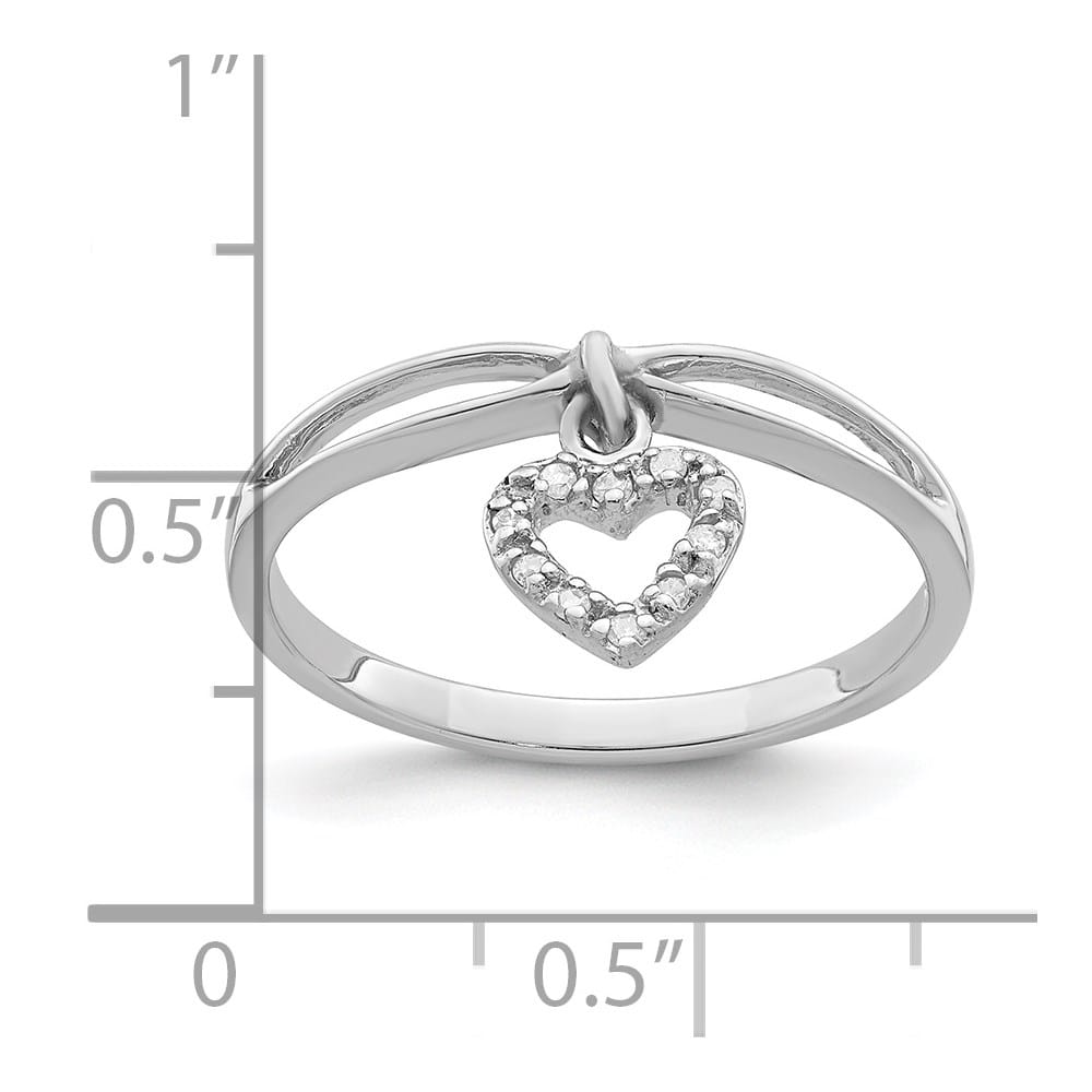 Sterling Silver Diamond Heart Dangle Ring