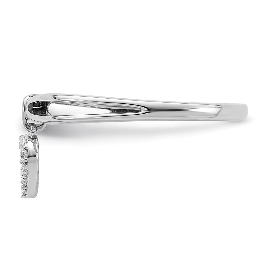 Sterling Silver Diamond Heart Dangle Ring