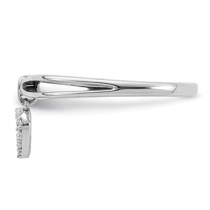 Sterling Silver Diamond Heart Dangle Ring