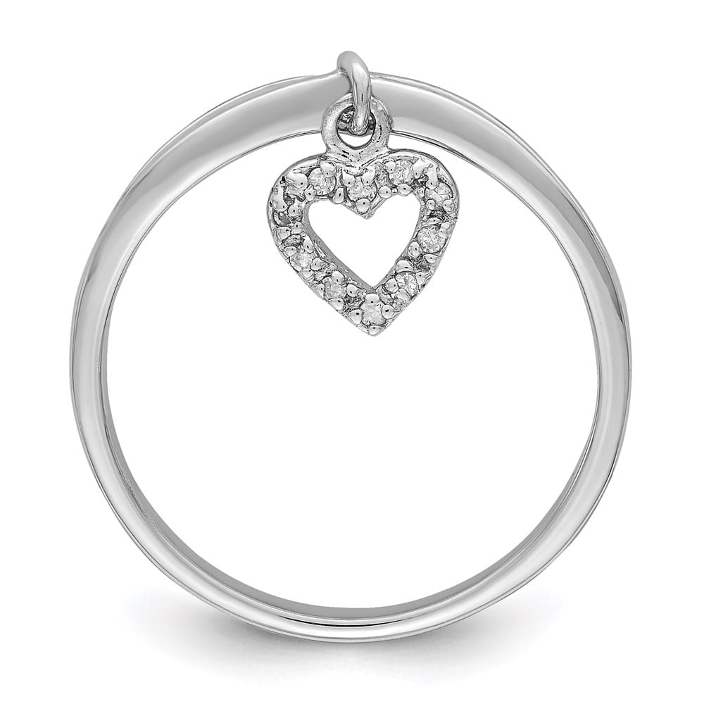 Sterling Silver Diamond Heart Dangle Ring