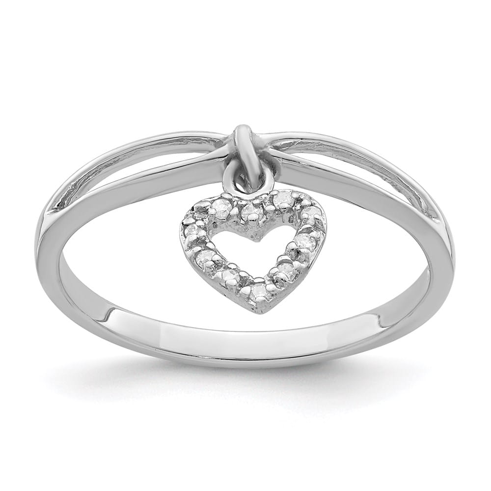 Sterling Silver Diamond Heart Dangle Ring