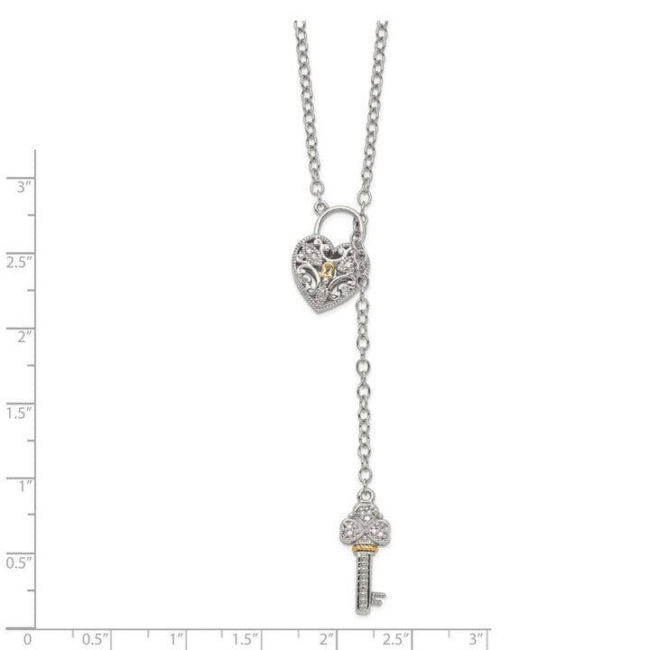 Sterling Silver Diamond Heart Lock and Key 18 inch Necklace