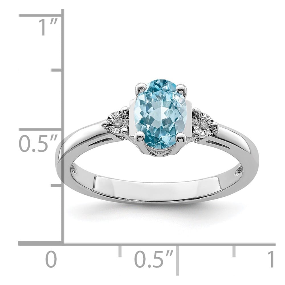 Sterling Silver Diamond & Light Blue Topaz Ring