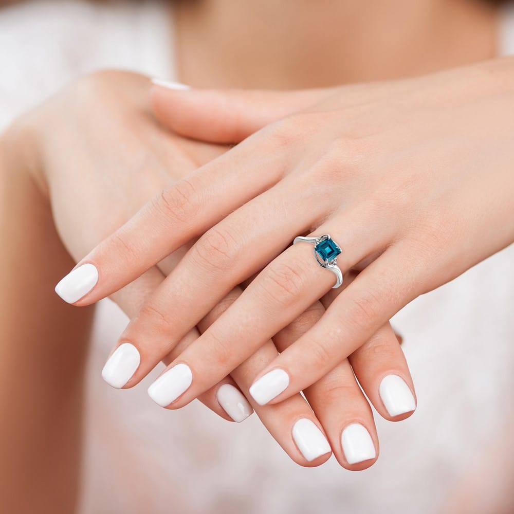 Sterling Silver Diamond & London Blue Topaz Ring