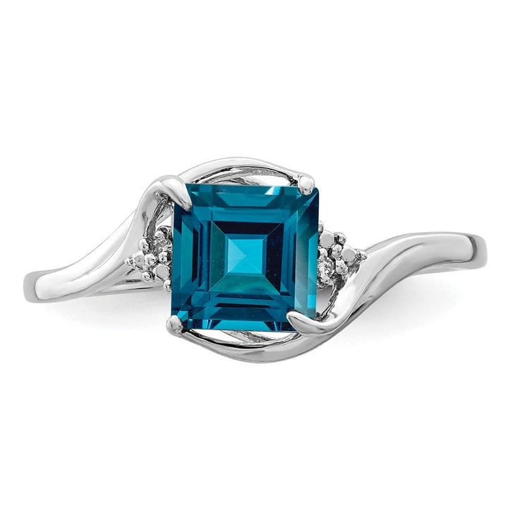 Sterling Silver Diamond & London Blue Topaz Ring