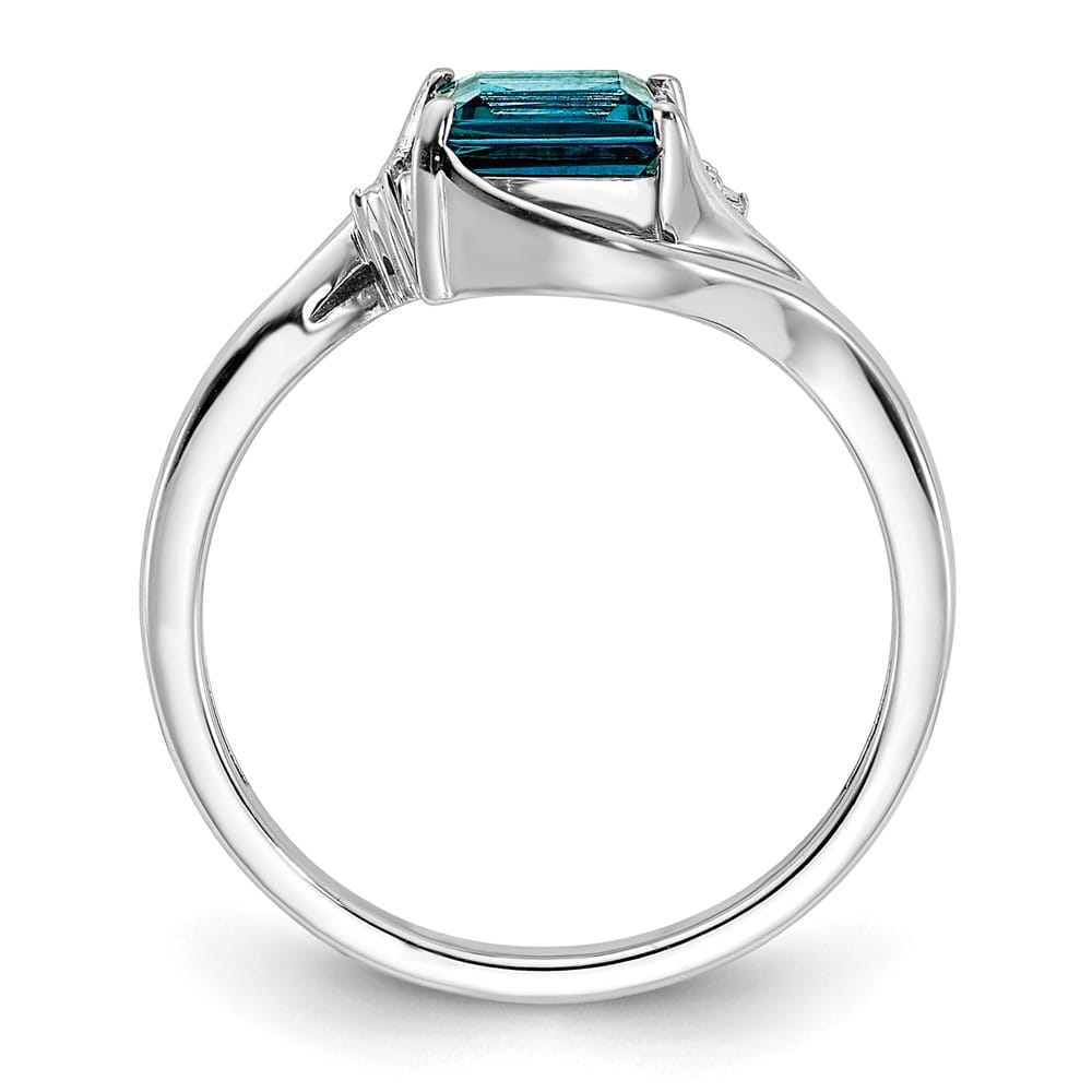 Sterling Silver Diamond & London Blue Topaz Ring