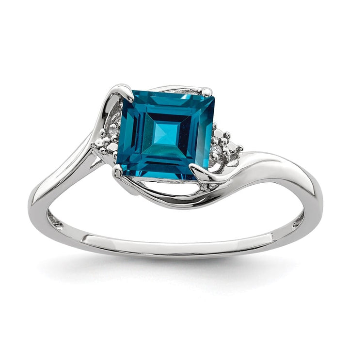 Sterling Silver Diamond & London Blue Topaz Ring