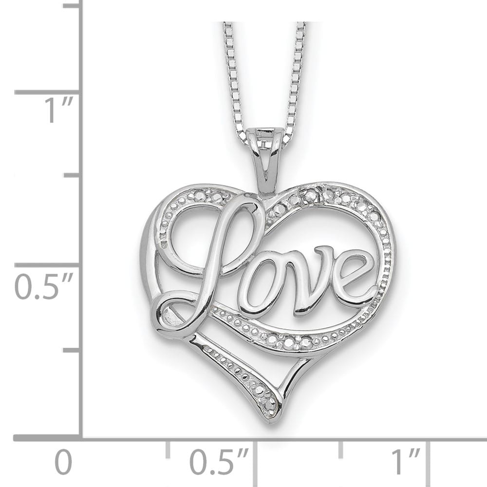 Sterling Silver Diamond Love 16 inch Necklace
