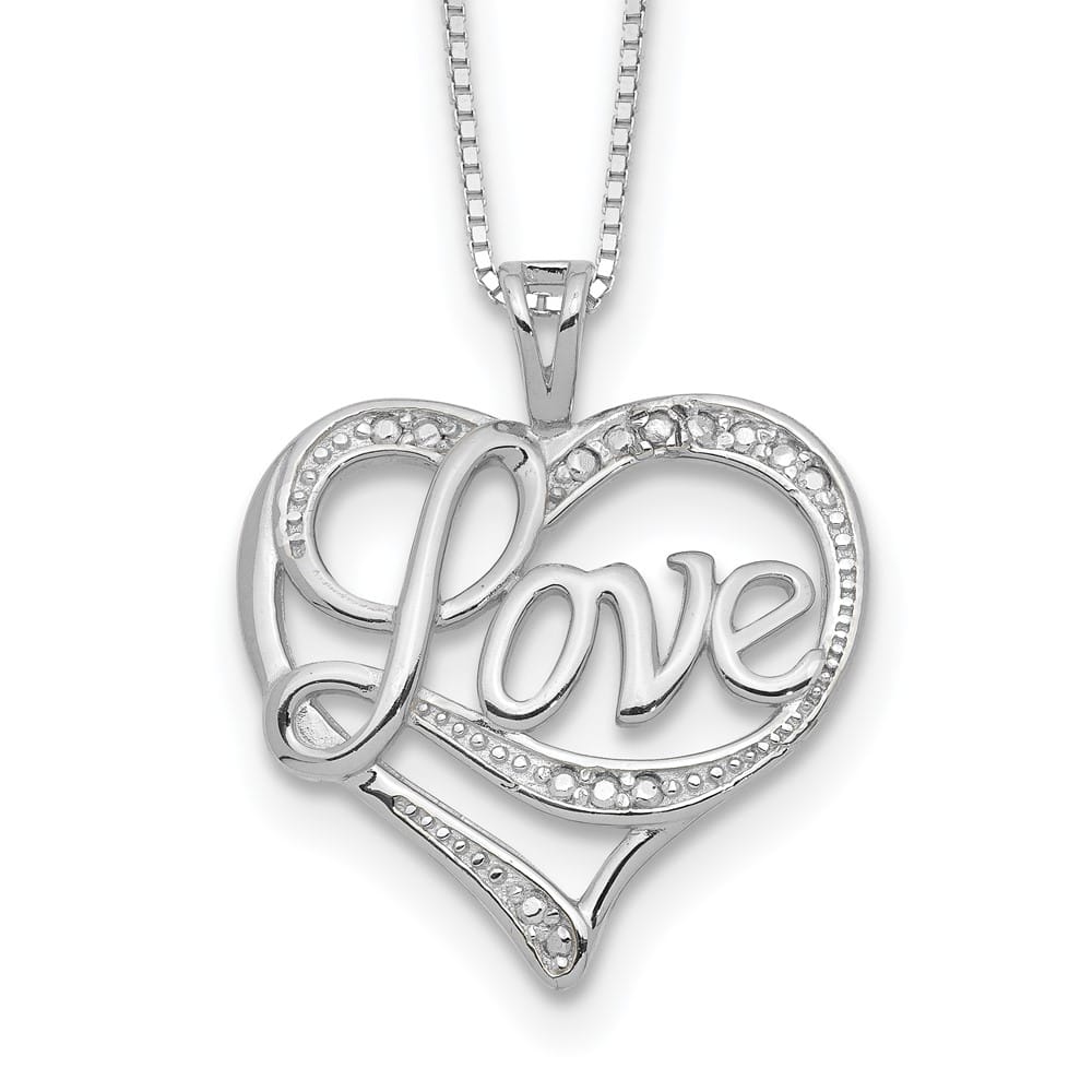 Sterling Silver Diamond Love 16 inch Necklace