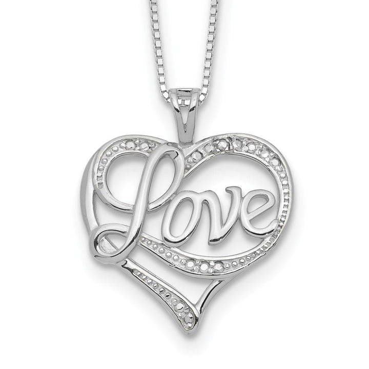 Sterling Silver Diamond Love 16 inch Necklace