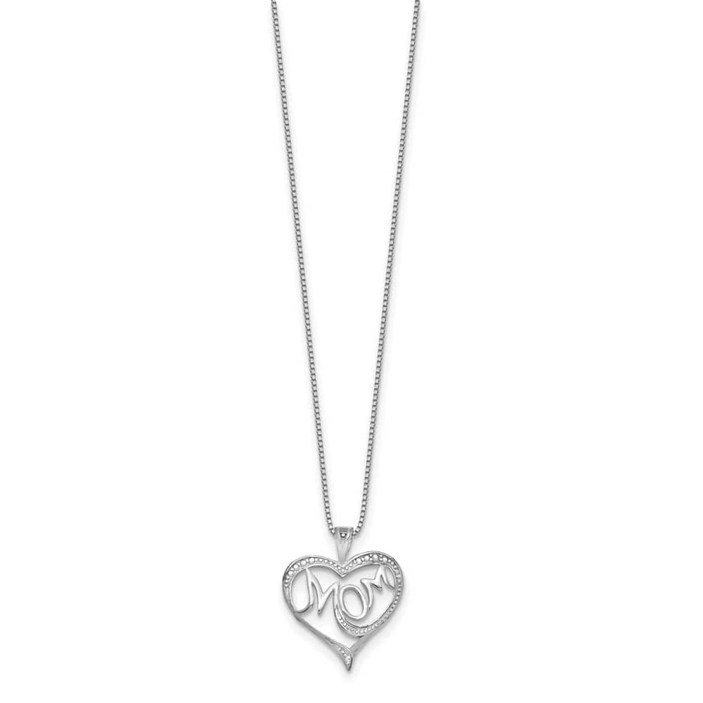 Sterling Silver Diamond Mom 16 inch Necklace