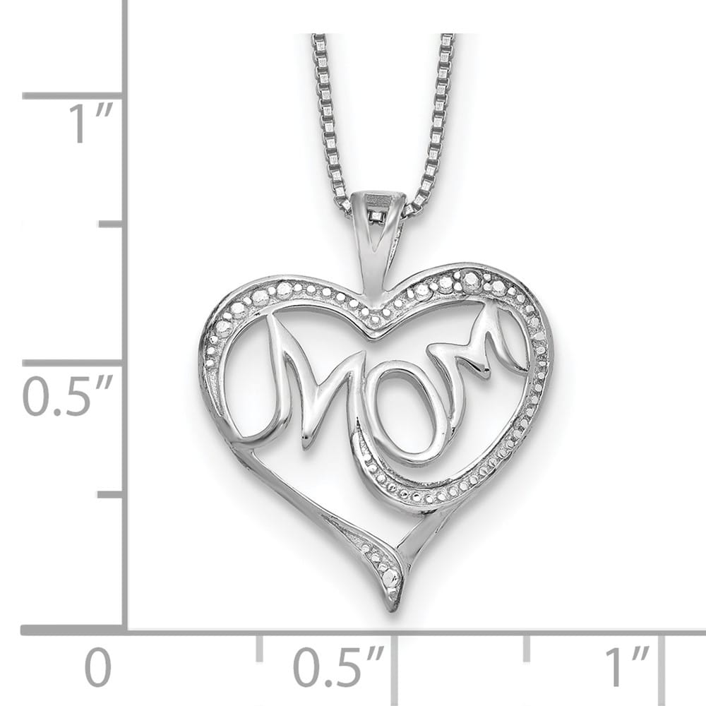 Sterling Silver Diamond Mom 16 inch Necklace