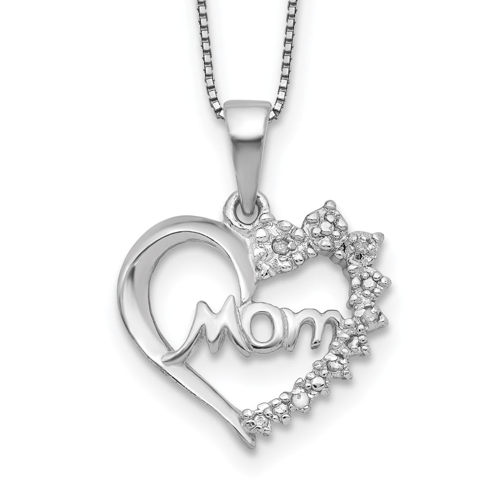 Sterling Silver Diamond Mom 16 inch Necklace