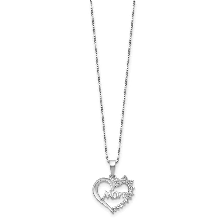 Sterling Silver Diamond Mom 16 inch Necklace