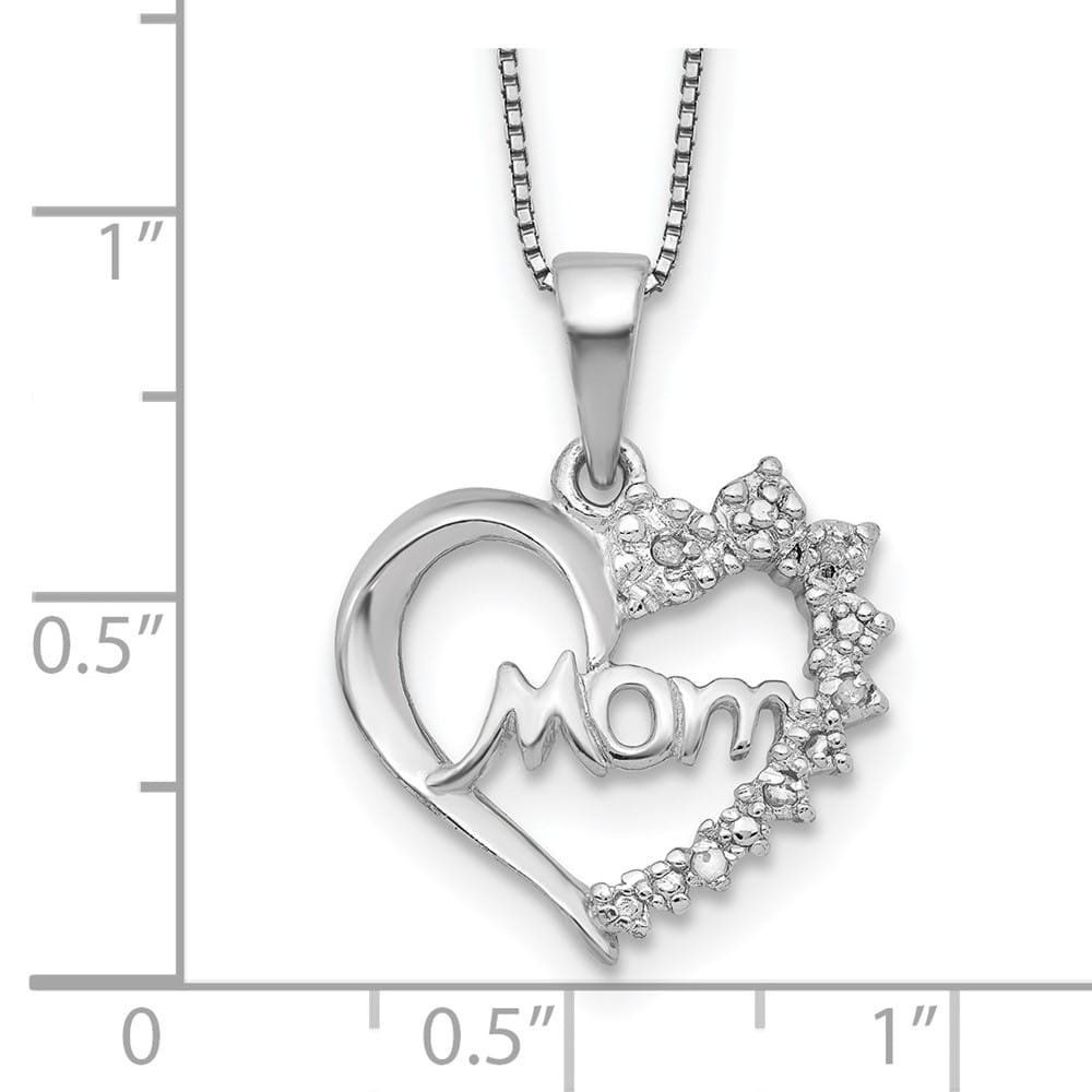 Sterling Silver Diamond Mom 16 inch Necklace