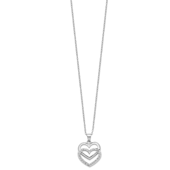 Sterling Silver Diamond Mystique Diamond Double Heart 18 inch Necklace