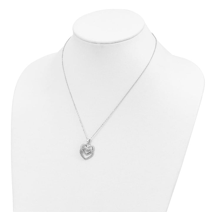 Sterling Silver Diamond Mystique Diamond Double Heart 18 inch Necklace