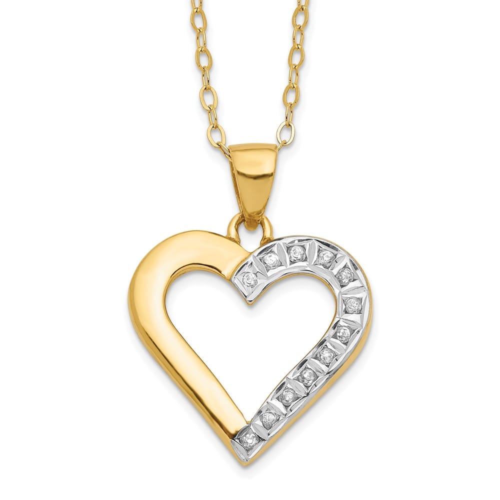 Sterling Silver Diamond Mystique Diamond Heart 18 inch Necklace