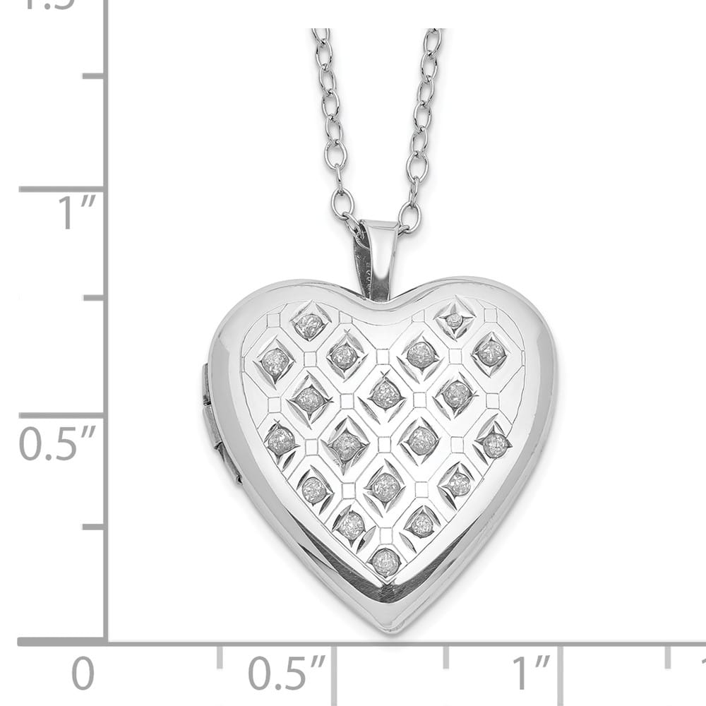 Sterling Silver Diamond Mystique Diamond Heart Locket 18 inch Necklace