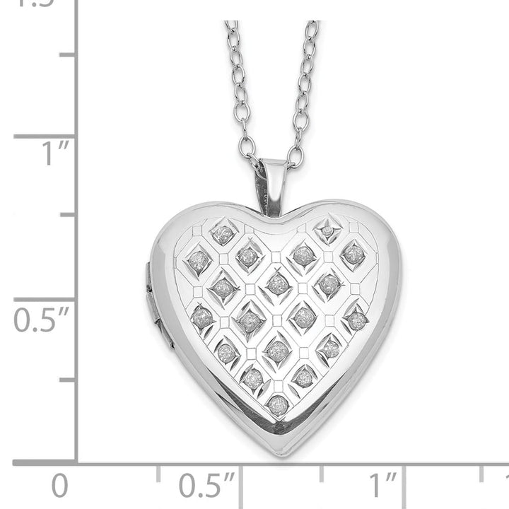 Sterling Silver Diamond Mystique Diamond Heart Locket 18 inch Necklace