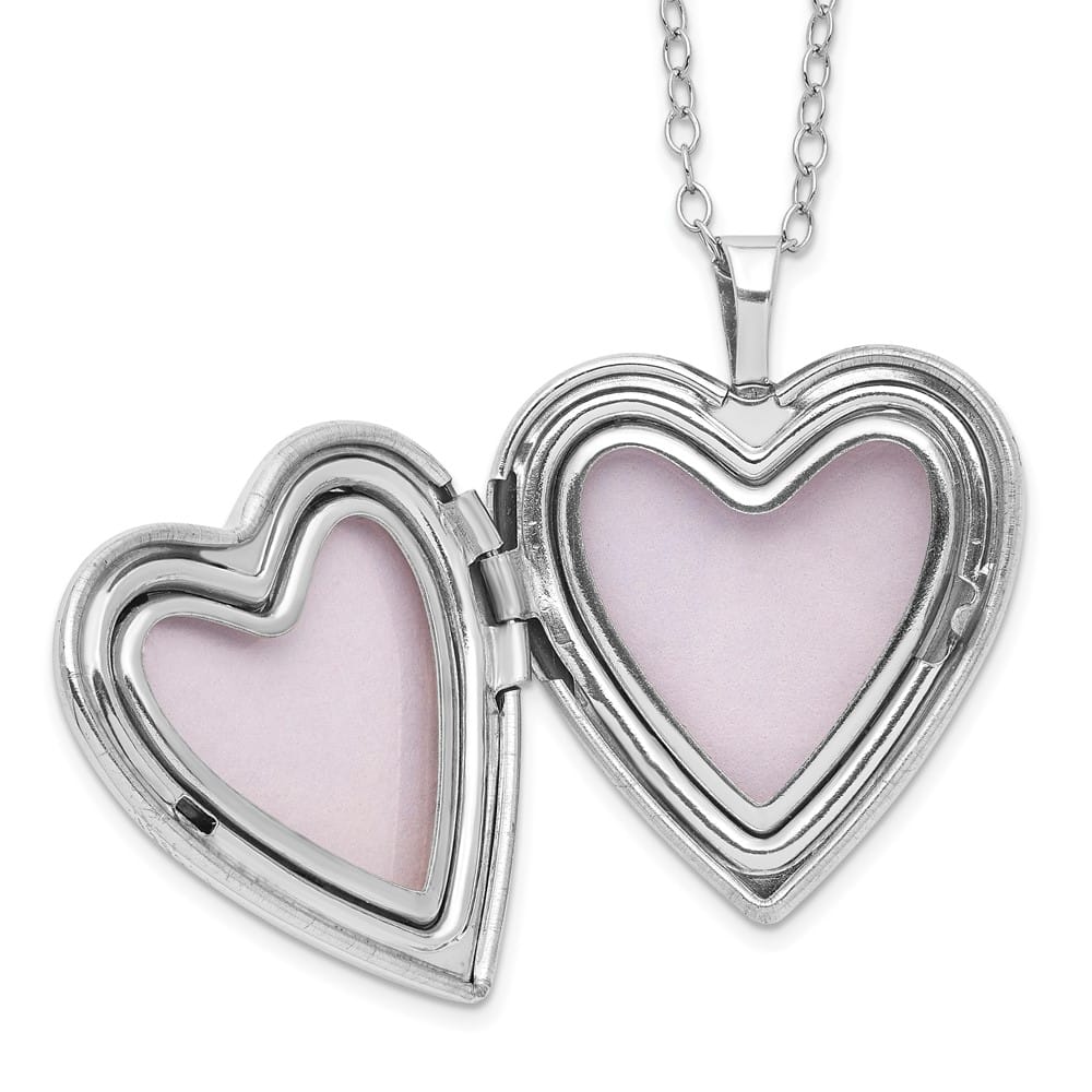 Sterling Silver Diamond Mystique Diamond Heart Locket 18 inch Necklace