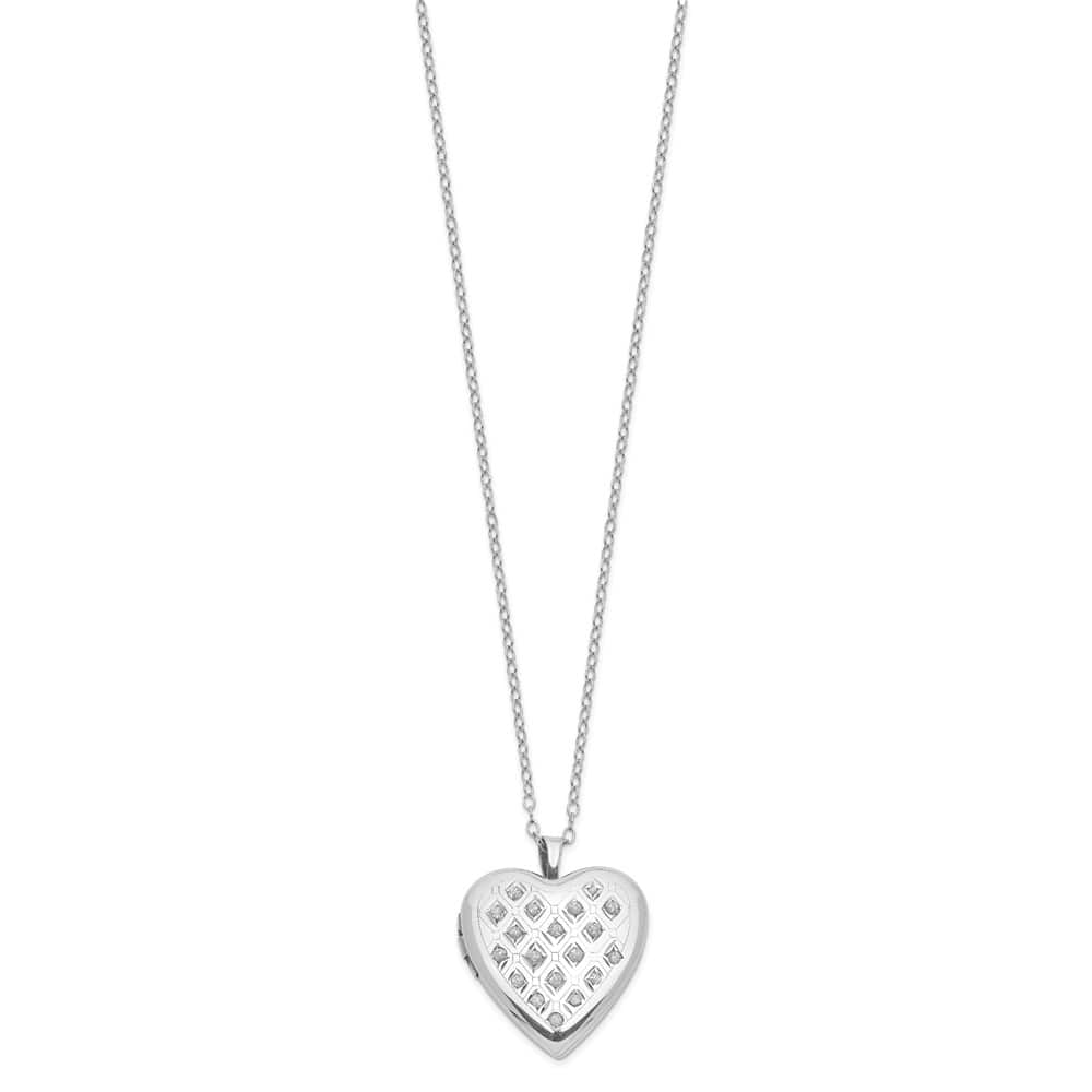 Sterling Silver Diamond Mystique Diamond Heart Locket 18 inch Necklace