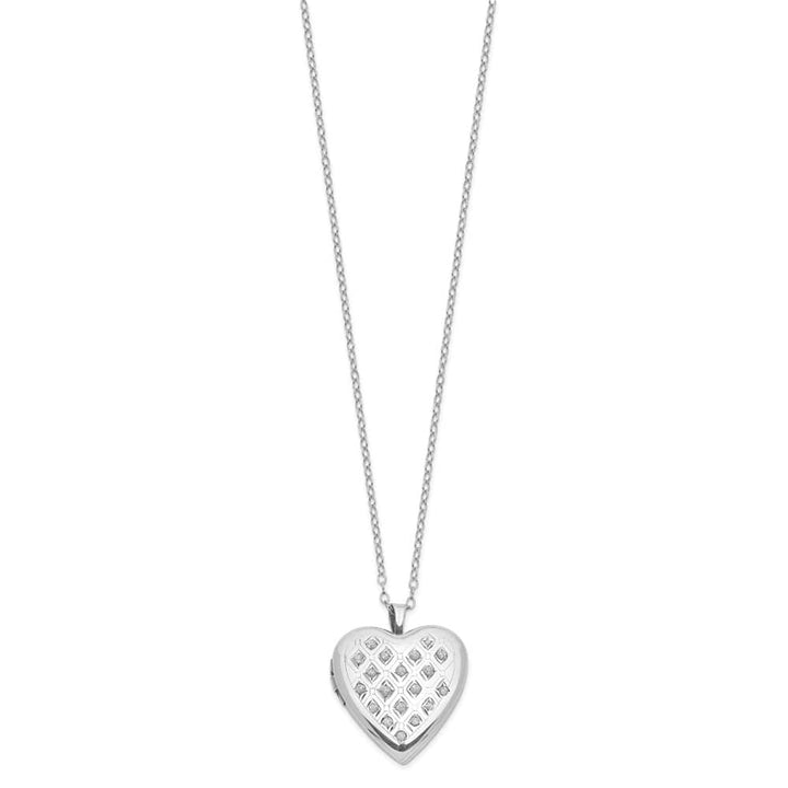 Sterling Silver Diamond Mystique Diamond Heart Locket 18 inch Necklace
