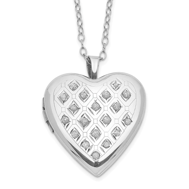 Sterling Silver Diamond Mystique Diamond Heart Locket 18 inch Necklace