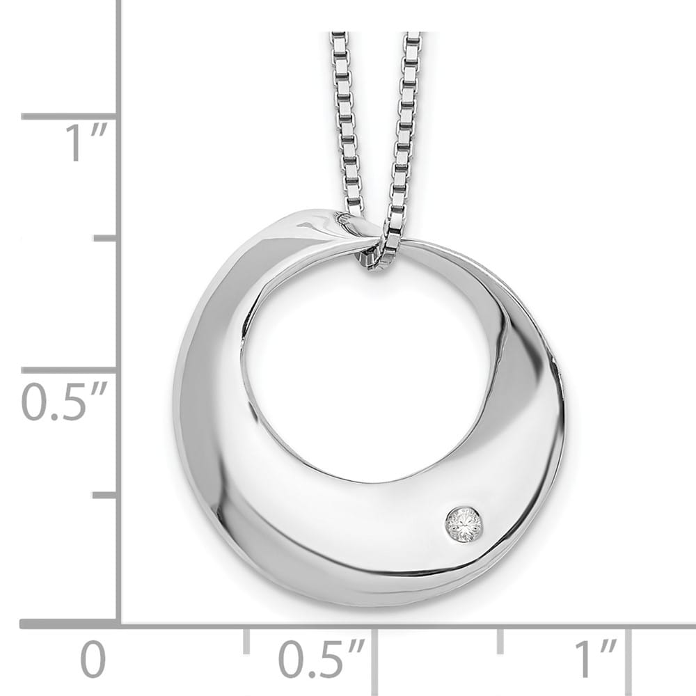 Sterling Silver Diamond Open Circle 21x22 mm 20 inch Necklace