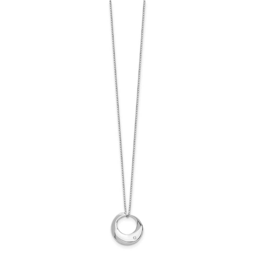 Sterling Silver Diamond Open Circle 21x22 mm 20 inch Necklace