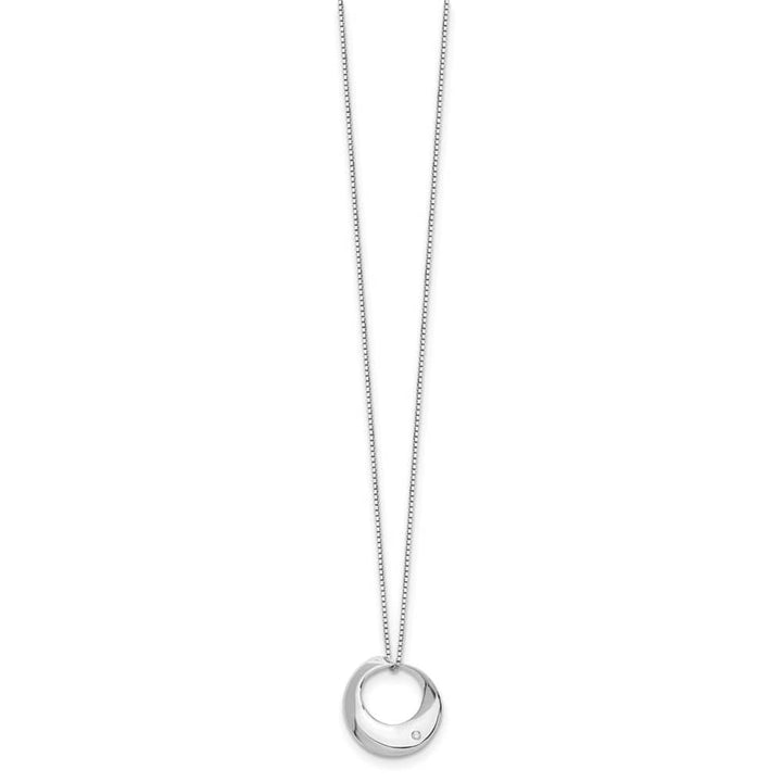 Sterling Silver Diamond Open Circle 21x22 mm 20 inch Necklace