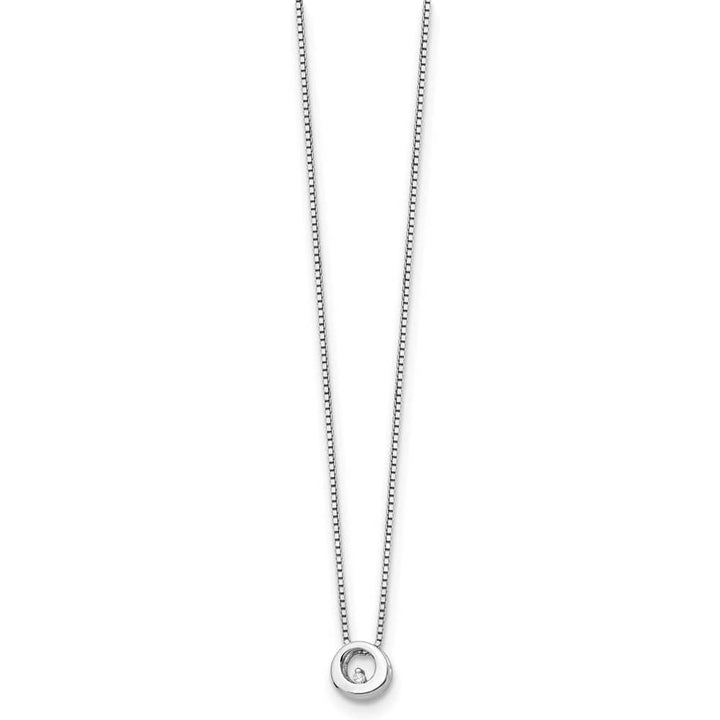 Sterling Silver Diamond Open Circle Box Chain 9x9 mm 20 inch Necklace