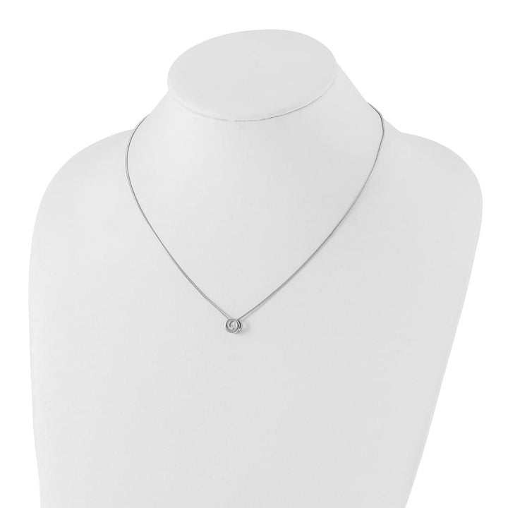 Sterling Silver Diamond Open Circle Box Chain 9x9 mm 20 inch Necklace